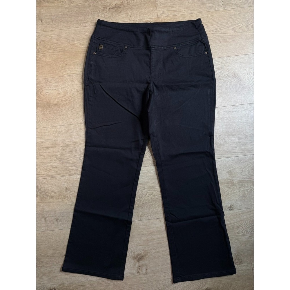 NWOT Womens Belle Kim Gravel pull on black‎ pants stretch size 12P